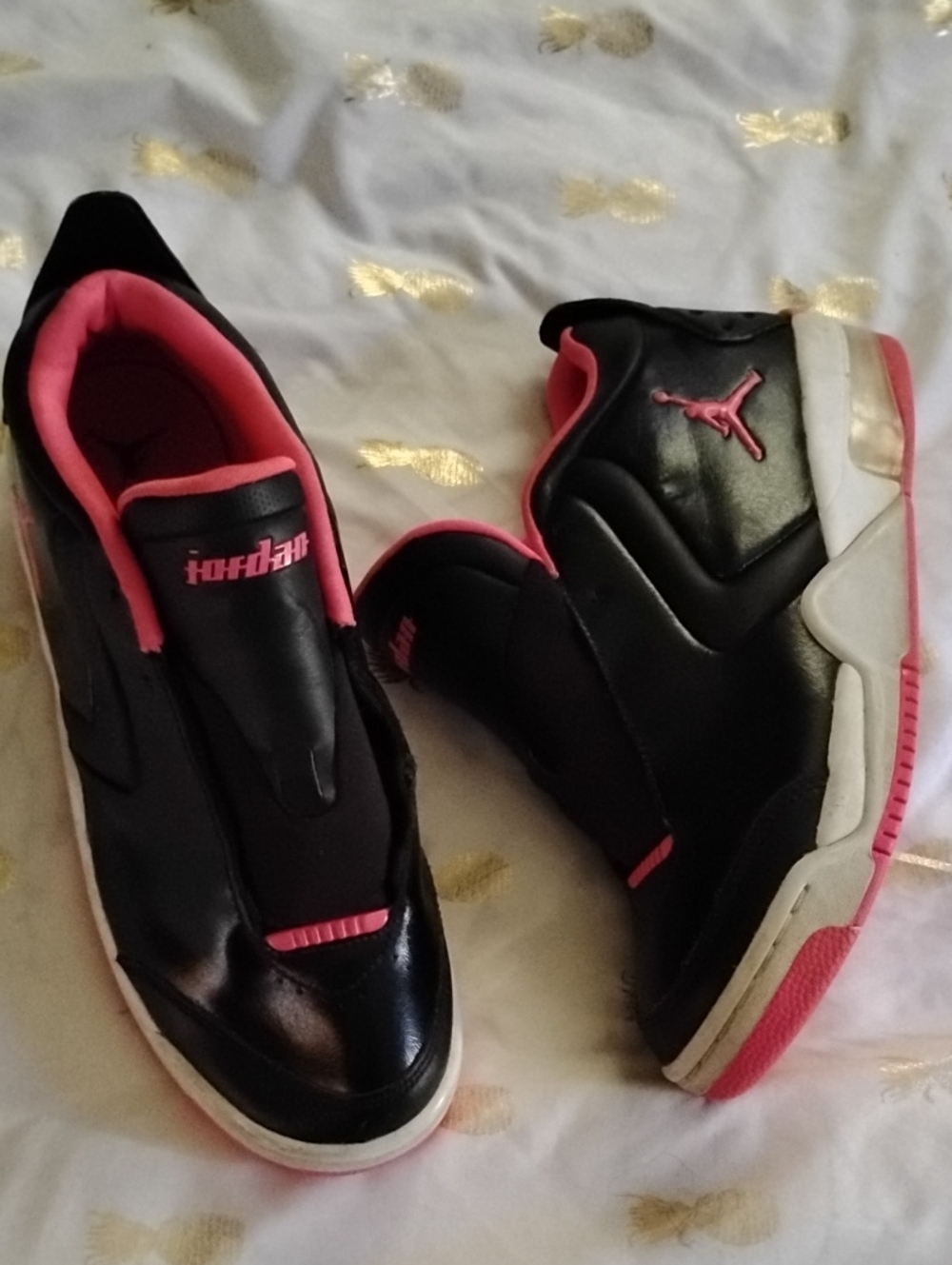Jordan Black Sneakers with Pink Accents